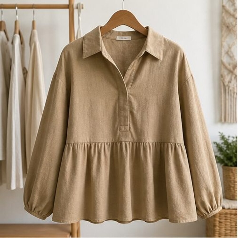 Camel Lace Trim Top